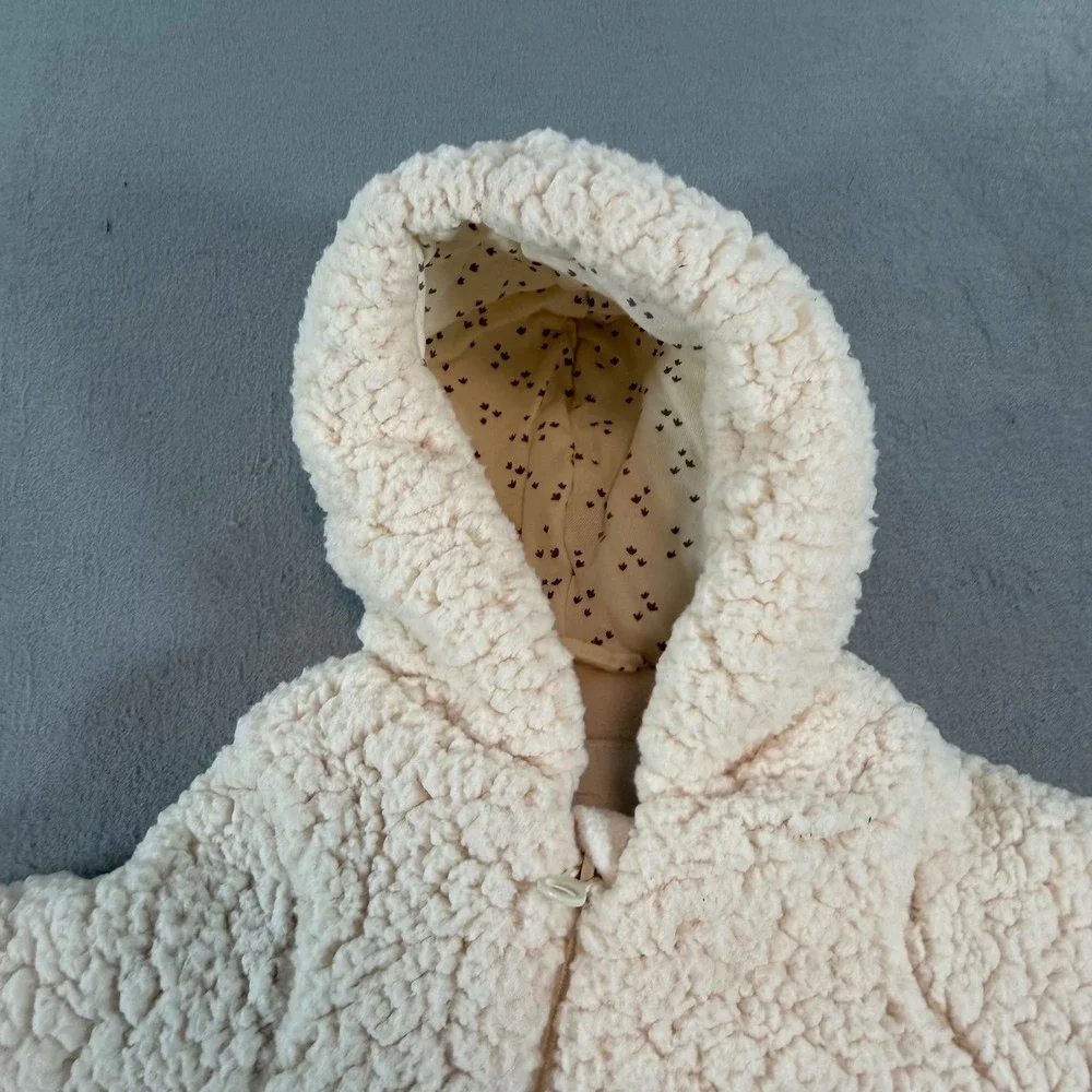 Zara‎ Baby Sherpa Pram Suit Newborn Cream Hooded Footed Romper